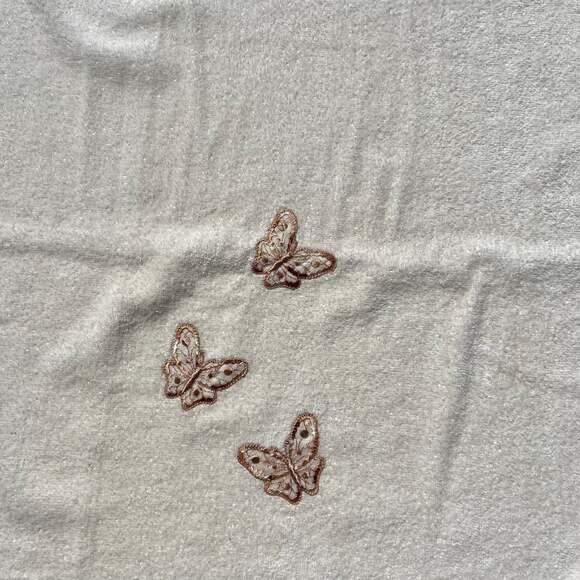 Vintage Cream Butterfly Bath Towels 2pc - Picture 2 of 5